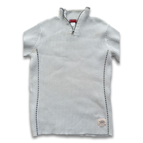 Small Guess Jeans Zip Up Neck Pullover Sweater Light Sky Blue 100% Cotton - Picture 2 of 11